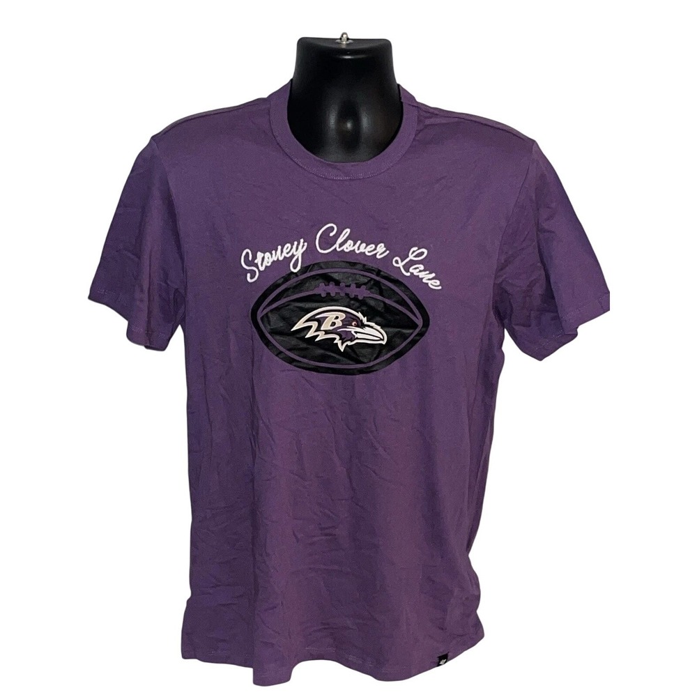 Stoney Clover Lane Baltimore Ravens Purple Football‎ Graphic Tee Mens L NWT